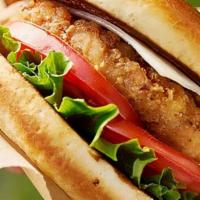 Honey Mustard Chicken Sandwich · Lettuce, tomato, honey mustard, swiss cheese on a brioche bun.