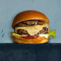 Fungi Fun Guy Burger · House-made, seasoned patty perfectly cooked to medium, topped with topped with mushrooms and...