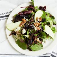 Abitino'S Signature Salad · Mesclun greens dressed in balsamic vinaigrette, topped with granny smith apples, craisins, B...