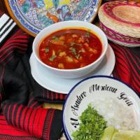 Menudo Soup · Menudo is a traditional Mexican soup. made with beef tripe in broth with a. guajillo pepper ...