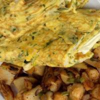 Morning Omelette  · Grilled chicken, spinach, broccoli, and mozzarella