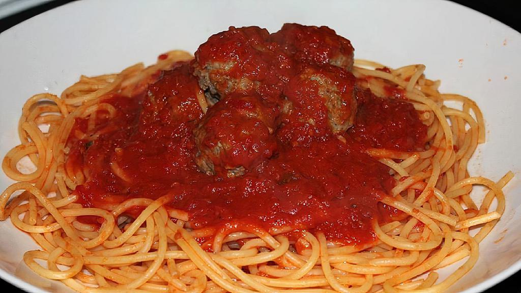 Spaghetti & Meatballs · Homemade meatballs in tomato sauce.