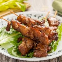 Chicken Yakitori (4 Pcs) · Grilled chicken with bamboo skewer.