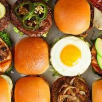Party Box · 16 (3 oz) burgers. All burgers come with Roma tomato, leaf lettuce, shaved onions, American ...