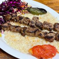 Beef Shish Kebab · Lean cubes of beef marinated and grilled over a charcoal fire