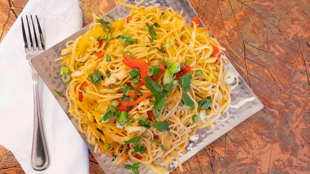 Hakka Noodles · Noodles cooked with vegetables and sauces.