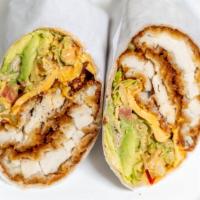 Grilled Chicken Wrap · Romaine lettuce, tomato , avocado, American cheese and chipotle mayo.