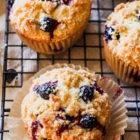 Fresh Handmade X-Large Blueberry Muffin · They're not too sweet, boast a tender crumb, and are bursting with blueberries in each and e...