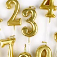 Number Candles · Available in any number between 0-9 and in Gold Color!