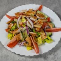  Grilled Chicken Salad · Cucumber , Red Onion , Tomato , Avocado , Cilantro , Lemon , Olive Oil dressing