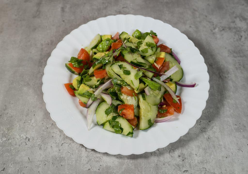 Cucumber Salad · Tomato , Avocado , Cucumber , Red Onion , Cilantro
Lemon , Olive oil dressing.