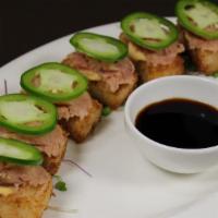 Spicy Tuna · Crispy Rice Cakes, Jalapeno Pepper, Sweet Soy Dipping