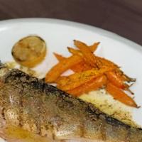 Grilled Branzino · Roasted Baby-Carrots, Whole or Fillet