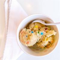 Birthday Cake Cookie Dough · M & M's and rainbow sprinkles mixed in with edible sugar cookie dough