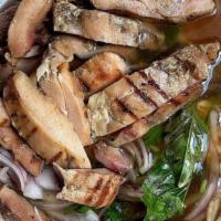 Chicken Broth Pho · Served with bean sprouts, basil, cilantro, scallion, red onion, and your choice of protein. ...