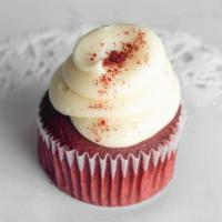 Red Velvet · Southern style red velvet cupcake, topped with a classic cream cheese frosting and dusted in...
