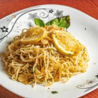 Classic Lemon Spaghetti · Customers favorite of spaghetti style pasta beaded with netural lemon juice.