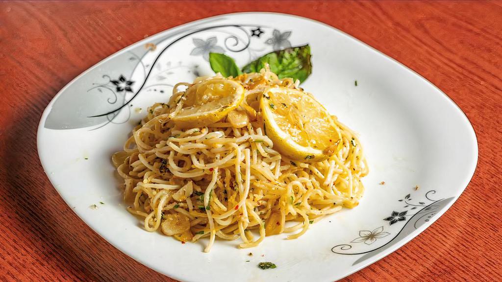 Classic Lemon Spaghetti · Customers favorite of spaghetti style pasta beaded with netural lemon juice.