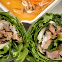  A11. Grilled Pork Rolls (2Pc) · Gỏi Cuốn Thịt Nướng | Grilled pork, fresh mint, lettuce, bean sprout, and vermicelli rice no...