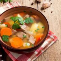 Tuscan Vegetable Soup · Delicious soup made with onion, carrot, celery, zucchini, garlic, thyme, sage, salt and pepp...