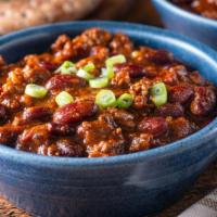 Beef Chili · Delicious soup made with tender chunks of beef enveloped in a deep, spicy and smoky sauce.
