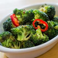Spicy Broccoli · Grilled broccoli, crushed red pepper, olive oil