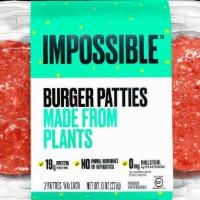 Impossible Burger - Burger Patties 8 Oz · Gluten Free 2 Patties 1/4lb each, Made From Plants, 19G Protein, No Animal Hormones, Halal