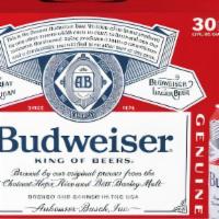 Budweiser - (30 Pk - 12 Oz Cans) · 5% ABV. Brewed with high quality barley malt, a blend of premium hop varieties, fresh rice a...