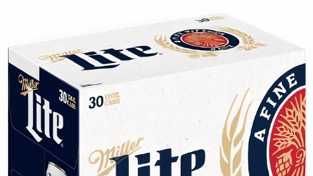 Miller Lite - (30 Pk - 12 Oz Cans ) · 4.2% ABV. Brewed for more taste, this light beer has a light to medium body with a hop forward flavor, solid malt character and a clean finish. Must be 21 to purchase.