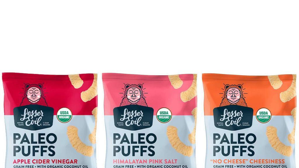 Puffs - Lesser Evil Paleo Puffs · Grain Free, Gluten Free, Vegan, Paleo Friendly, Made W/Organic Coconut Oil, NON GMO, USDA Organic