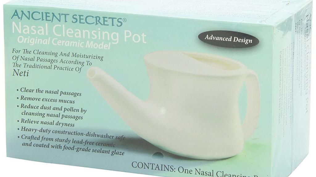 Ancient Secrets Nasal Cleansing Pot · Clear the nasal passages Remove excess mucus Reduce dust and pollen by cleansing nasal passages Relieve nasal dryness Heavy-duty construction -- dishwasher safe Available in our Original Ceramic Model or our Plastic Travel Model Original Ceramic Model crafted from sturdy lead-free ceramic and coated with food-grade sealant glaze