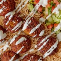 Falafel With Salad Hot Platter · Served with french fries or rice.