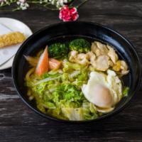 Nabe Yaki Udon · Chicken, vegetable, and egg with noodle soup.