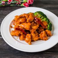 General Tso'S Chicken · Served with pork fried rice and egg drop soup or soda.