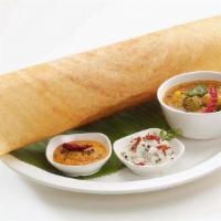 Plain Dosa · Thin pancake made from a fermented batter. It is similar to a crepe made of rice and black g...
