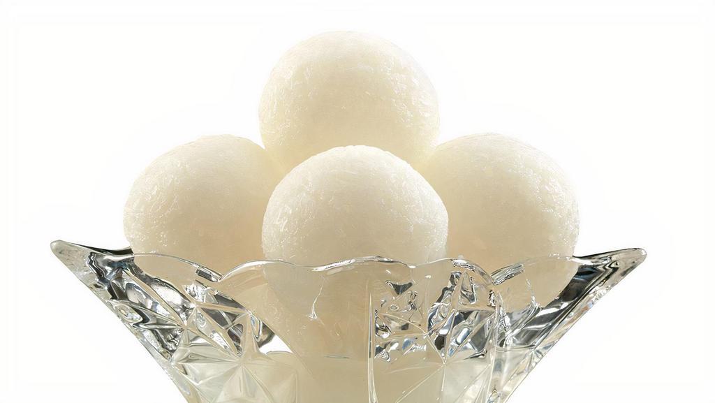 Malai Rasogolla (2 Pcs.) · It is made from ball shaped dumplings of chhena (an Indian Cottage cheese) and semolina dough, cooked in light syrup made of sugar.