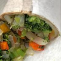 Grilled Vegetarian Wrap · Grilled broccoli, zucchini, cauliflower, red and green peppers and melted Provolone cheese.