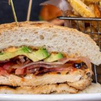 Avenue Club · Grilled chicken, American cheese, bacon, tomatoes, avocado, chipotle mayo.