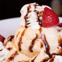 Brownie Sundae · Vanilla ice cream, chocolate syrup