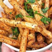  - Sumac Fries · Hand-cut frites tossed in sumac and parsley with za'atar aioli.