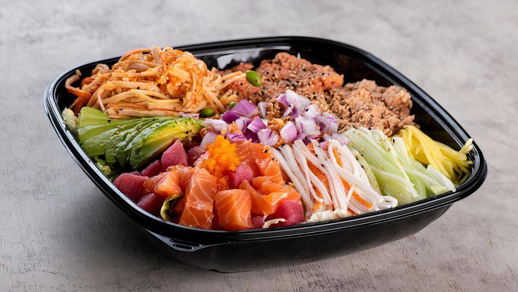 Poke Bowl · Create your own poke bowl. Choose your favorite choice of rice, fish, veggies & sauces.