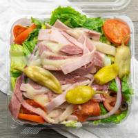 Antipasto Salad · Mixed greens, tomatoes, cucumbers, onions, olives, ham, salami, capicola and provolone cheese.