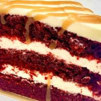 Red Velvet Cake · A classic red velvet cake with a cream cheese mousse and topped with our house-made caramel ...