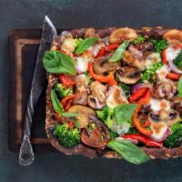 Sicilian Mixed Vegetable Pizza · Broccoli, spinach, raw onions, mushrooms, tomato, and black olives sicilian pizza.