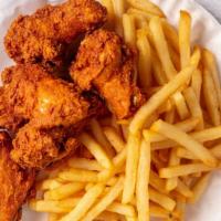 6 Pcs Chicken Wings With French Fries · 