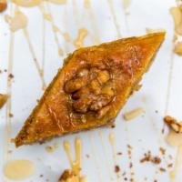 Walnut Pahlava · Baked pastry with crunchy walnut and honey.