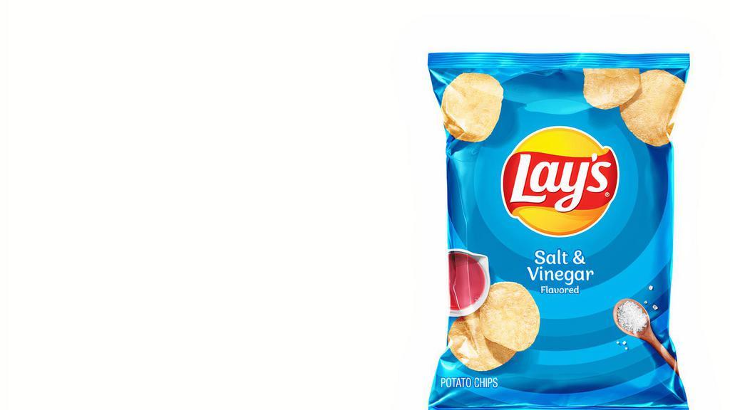 Lay'S® Salt And Vinegar (230 Cals) · It all starts with farm-grown potatoes, cooked and seasoned to perfection. Then we add just the right balance of tangy vinegar. So every LAY'S® potato chip is perfectly crispy and delicious. Happiness in Every Bite.®