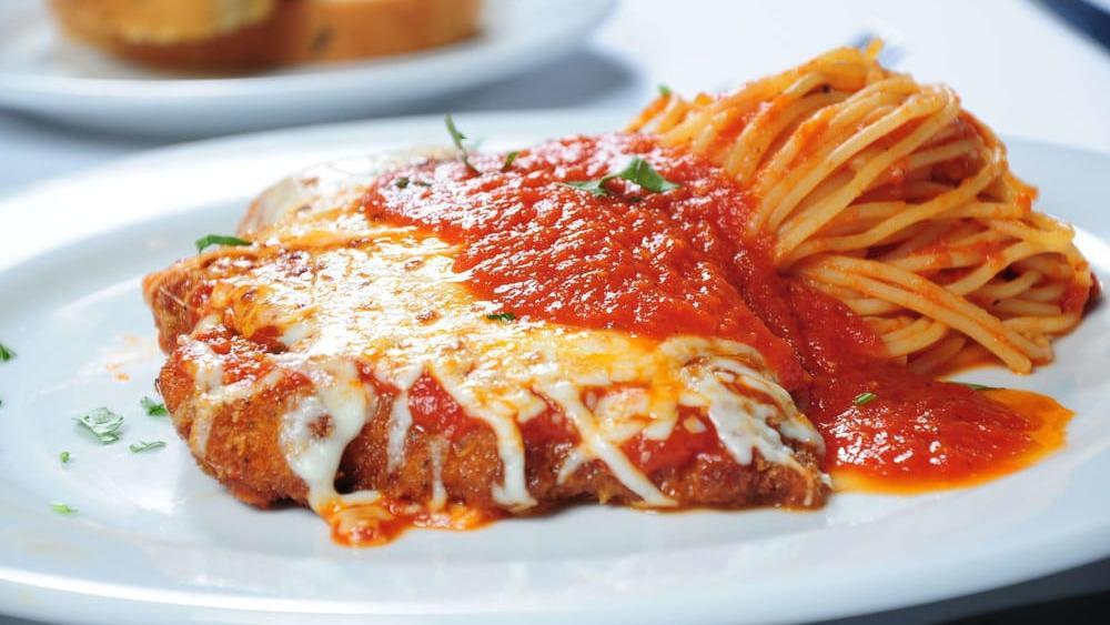 Eggplant Parmigiana · All pasta dishes are served with salad.