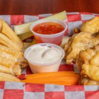 Wings · Fried crispy wings with your choice of: Buffalo, Thai Chili, Teriyaki, BBQ, Garlic Parmesan,...