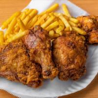 Four Piece Mix Fried Chicken Special · Served with fries and soda.